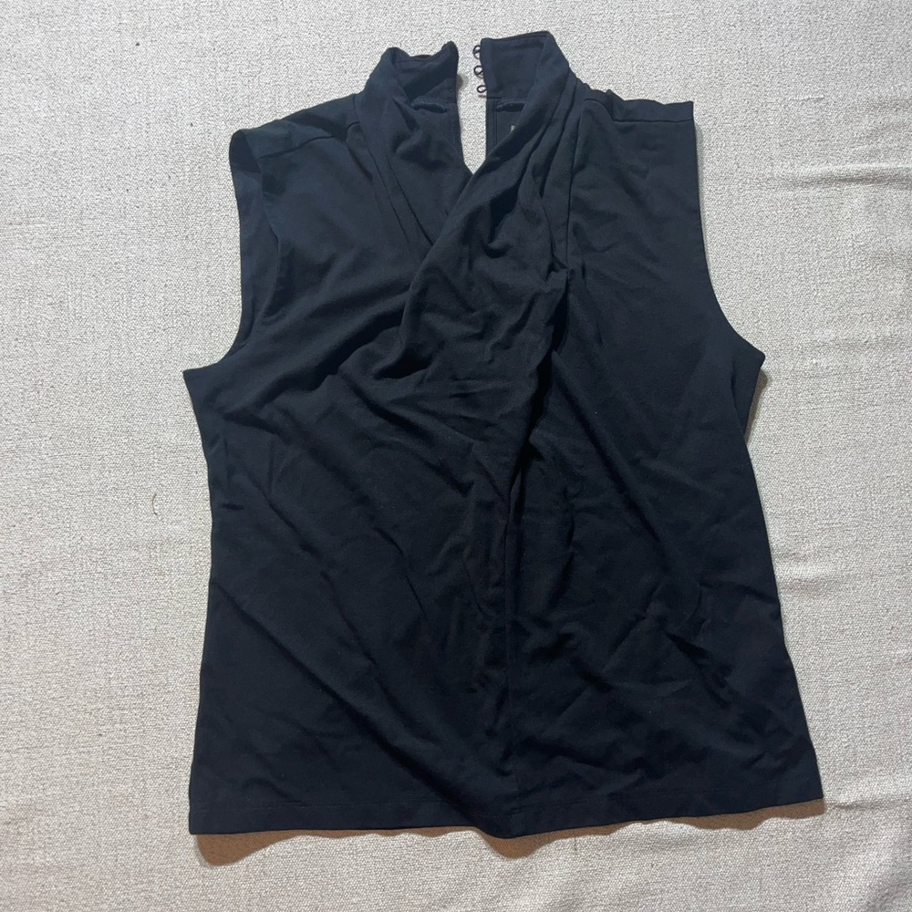 Anthropologie Sleeveless Faux Wrap Neckline Comfy Jersey Top